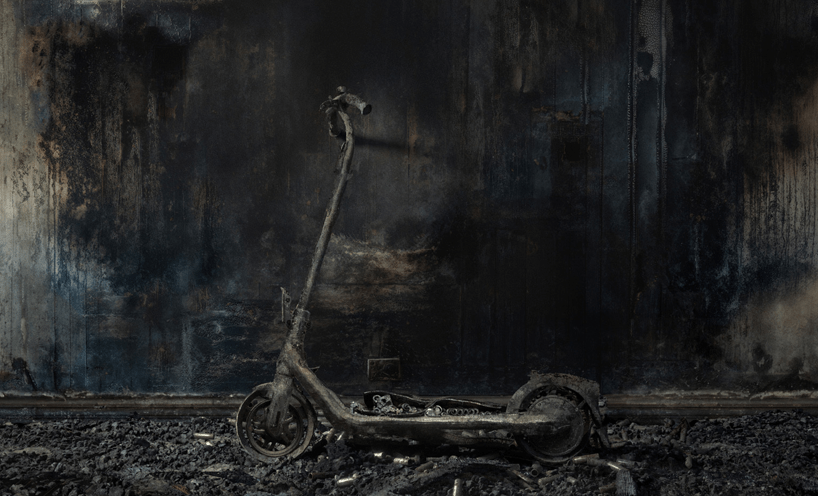 Aftermath of a lithium-ion battery fire