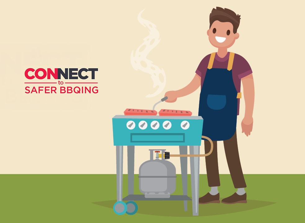 cartoon figure barbecuing