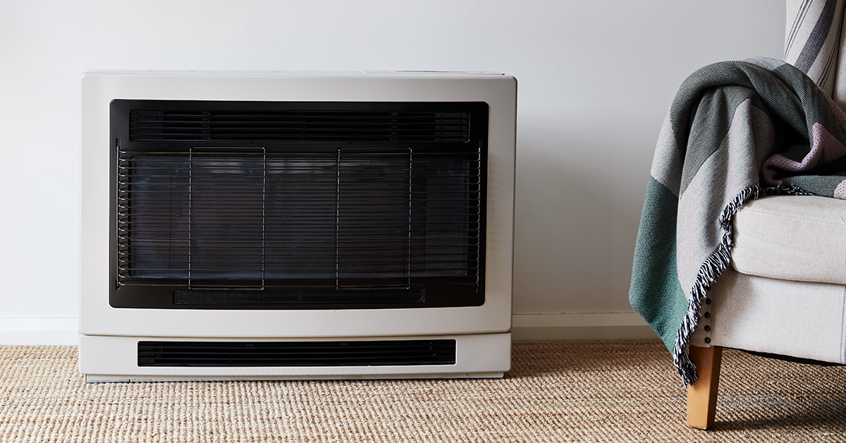 A gas heater in a living room 