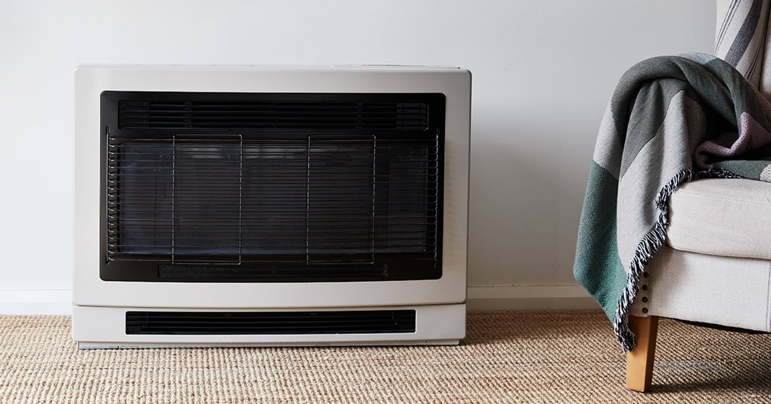 A gas heater in a living room 