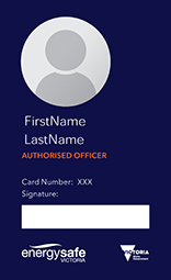 Sample image of an Authorised Officer identification card.